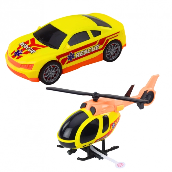 Reddingsset met helikopter en auto