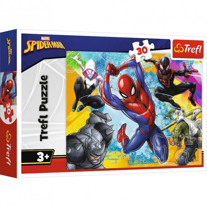 Puzzel 30 stukjes in de kleuren van Spider-Man