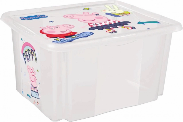 Opbergbox met deksel klein PEPPA – transparant, 24 l