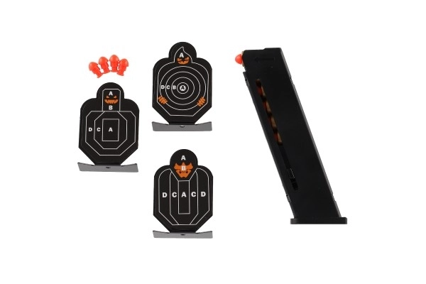 Pistool met schuimrubber kogels en doelen