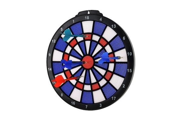 Doel met 4 pijlen plastic diameter 28cm in doos 39x31x3cm
