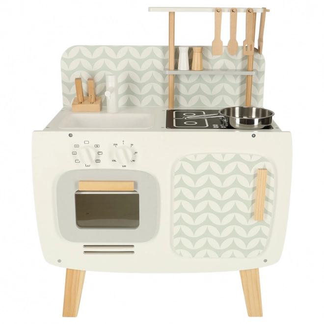 Retro houten kinderkeuken met accessoires