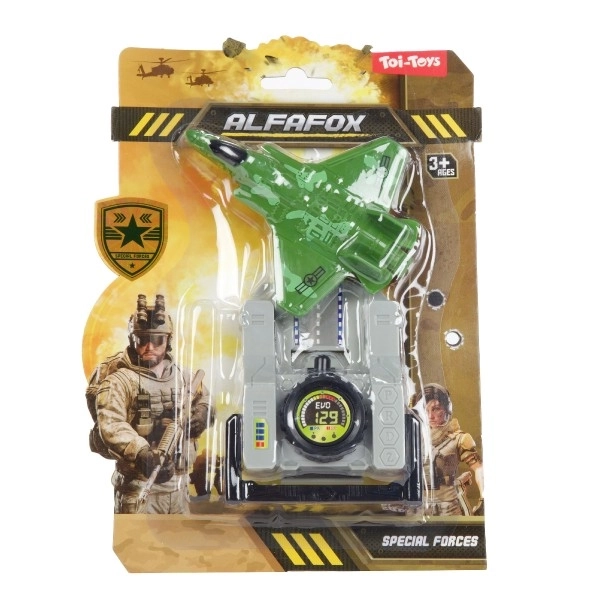 Plastic uitklapbare straaljager 10 cm