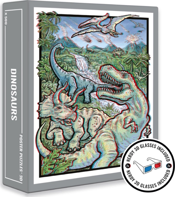 Cloudberries puzzel Dinosaurussen 3D met bril, 500 stukjes