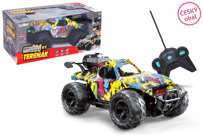 Auto terrein graffiti rokend RC op afstandsbediening 24 cm - Tsjechische verpakking