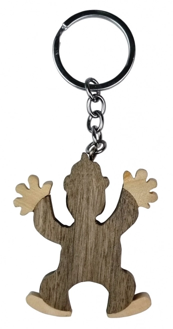 Grote Houten Sleutelhanger met Staande Aap