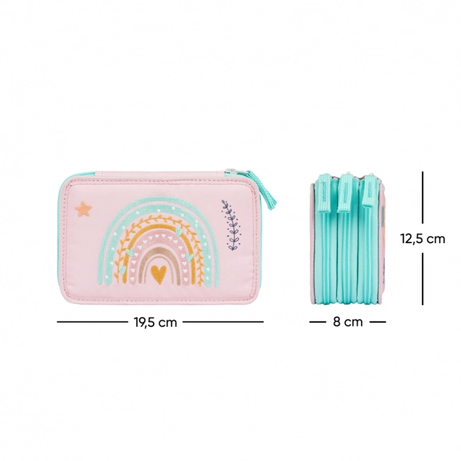 BAAGL School etui driedelig Roze Regenboog