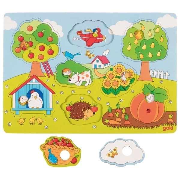 Goki houten puzzel In de tuin