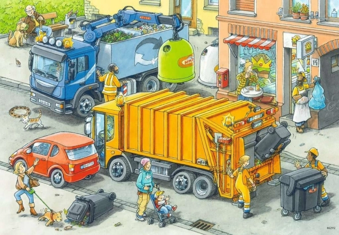 Ravensburger puzzel Vuilniswagens en Takelwagen 2x24 stukjes