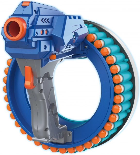 Pistool voor schuimrubberen kogels met roterend magazijn 21 cm