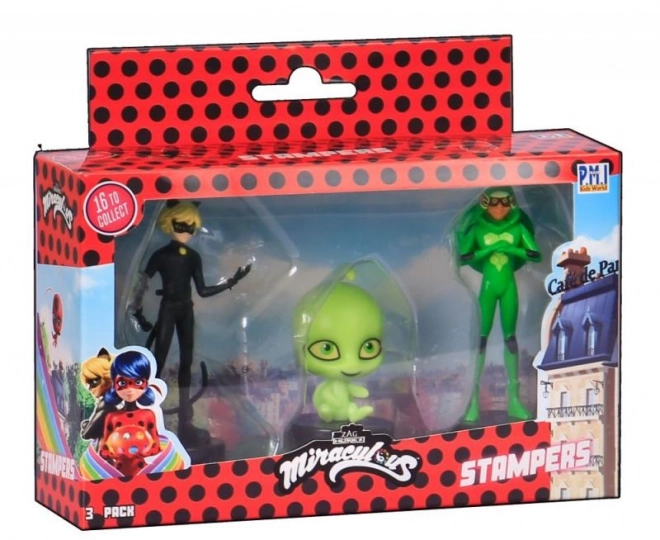 Miraculous: Ladybug en Cat Noir - stempels 3 stuks figuur Ast.