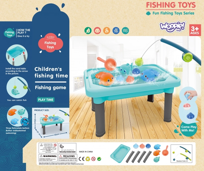 Woopie speeltafel 3-in-1 met water, zandbak en vissen 6 stuks