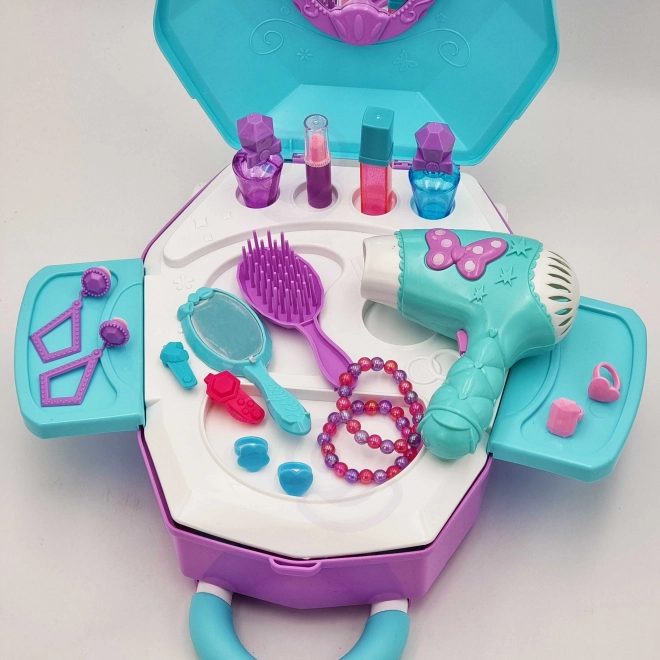 Kaptafel voor meisjes 2-in-1 Mooie salon WOOPIE in koffertje