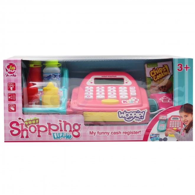 WOOPIE Kinderkassa met planken en accessoires roze