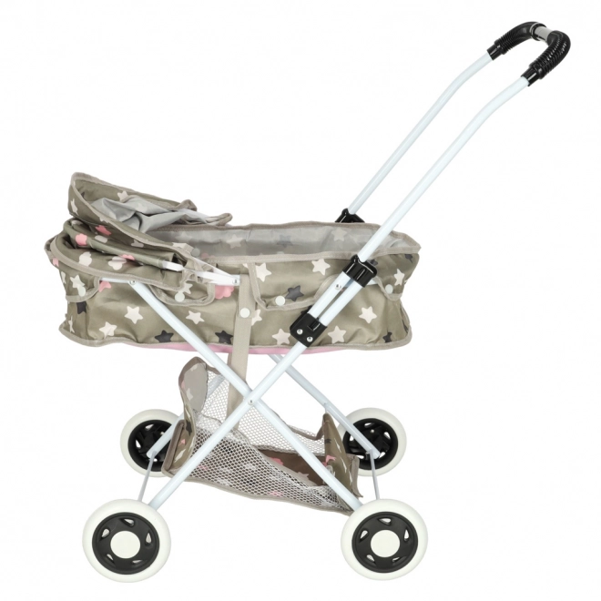 Kinderwagen voor poppen met tas en sterren