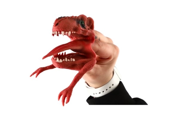 Dinopop handpoppetje 6x8cm siliconen 3 kleuren