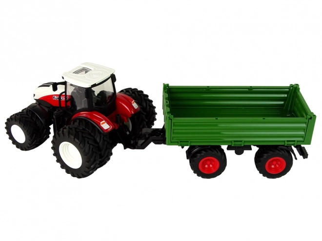 Op afstand bestuurbare tractor met aanhanger 1:24 rood-groen