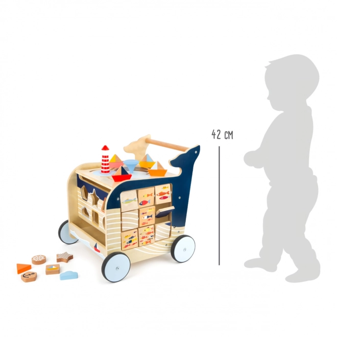 Houten loopwagen in de vorm van een walvis Small Foot