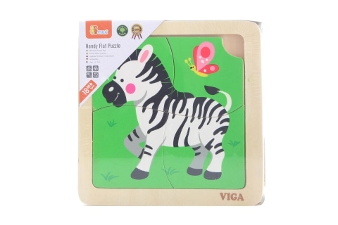 Houten puzzel 4 stukjes- zebra