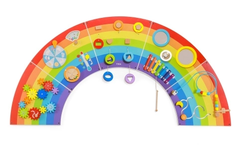 Houten Montessori wandpaneel - regenboog