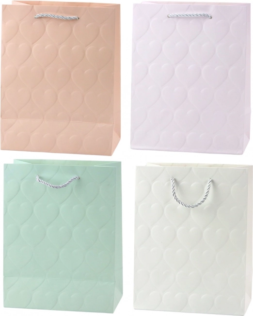 Elegante geschenkzak met reliëfharten 23 x 18 x 10,5 cm