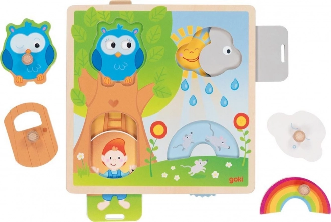 GOKI beweegbare houten insteekpuzzel Bos