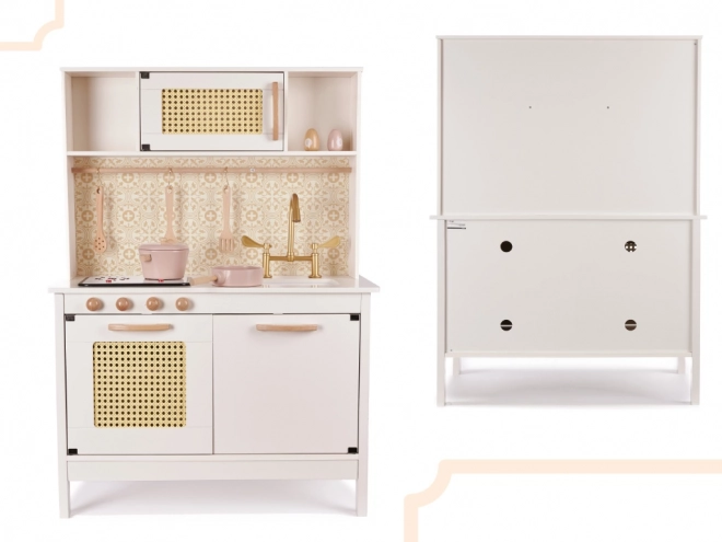 Kinder retro houten keuken met accessoires Boho