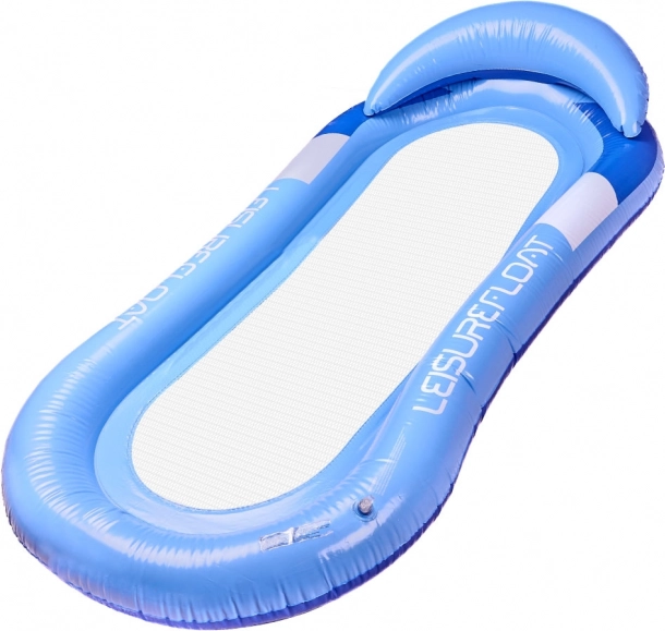 Opblaasbaar ligbed voor in het zwembad met hoofdkussen - blauw