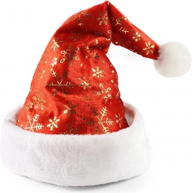 Kerstmuts met gouden sneeuwvlokken