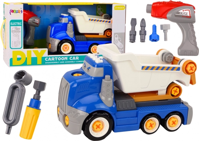 Getekende kiepwagen bouwset om te monteren DIY – blauw