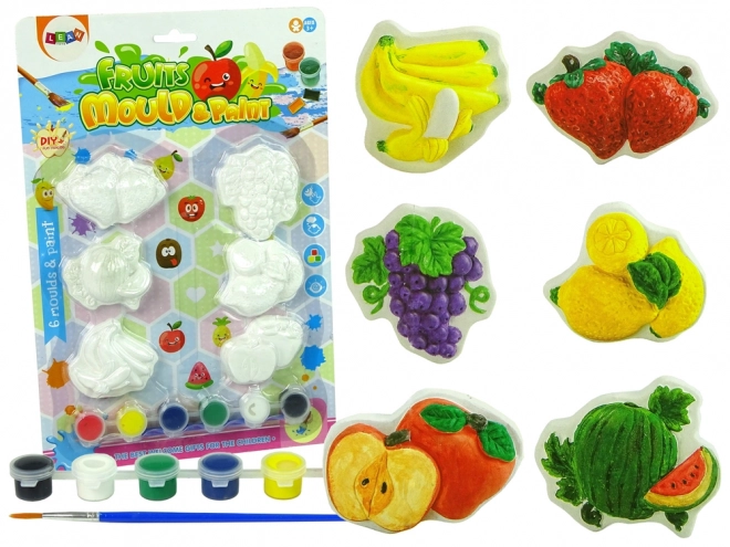 Set gipsafgietsels voor schilderen Kleuren Fruit Druiven Bananen Aardbeien
