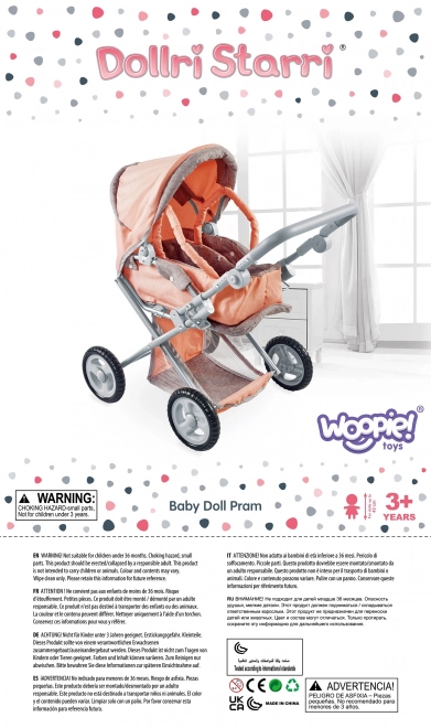 kinderwagen voor poppen 3-in-1 roze met stippen
