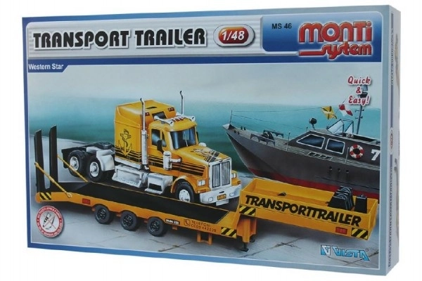Bouwset Monti System MS 46 Transporttrailer Western Star 1:48 in doos 32x20,5x7,5cm