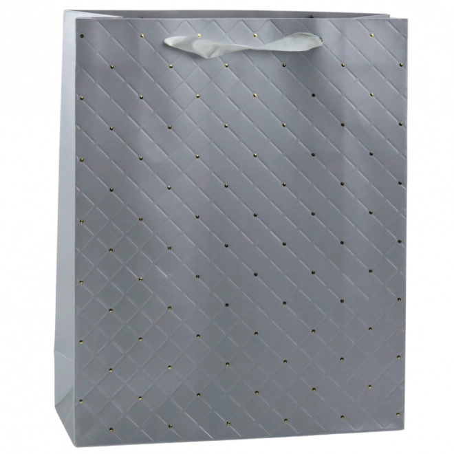 Papieren cadeautas grijs elegant met gouden stippen