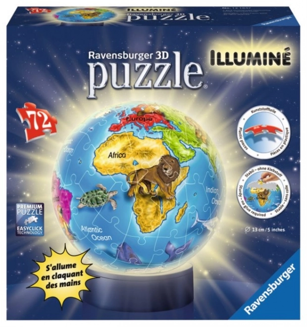 RAVENSBURGER Lichtgevende puzzelbal Globe 72 stukjes