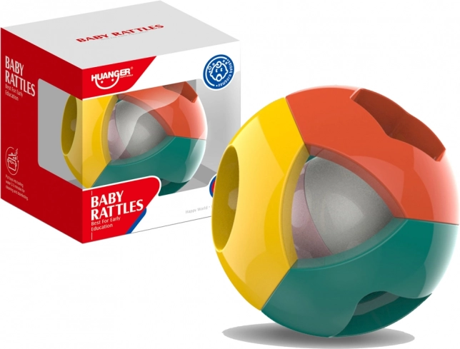 Kleurige rammelbal met geometrische vormen voor baby’s