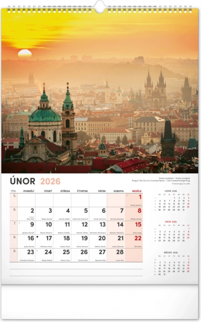 Muurkalender Praag 2026