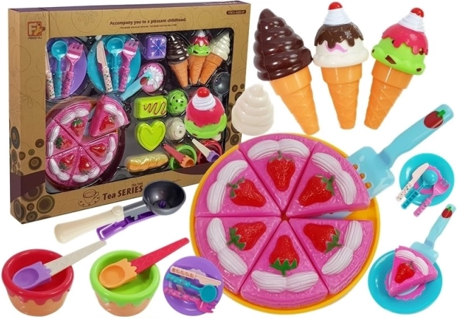 Kleurrijke dessertsset voor kinderen – taart, ijs en snoep met accessoires