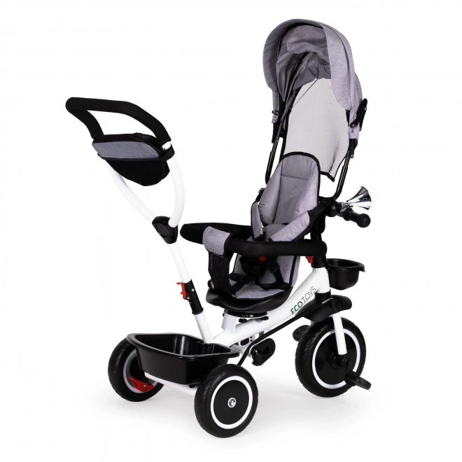 ECOTOYS Driewieler met zonnescherm en stuurstang - grijs