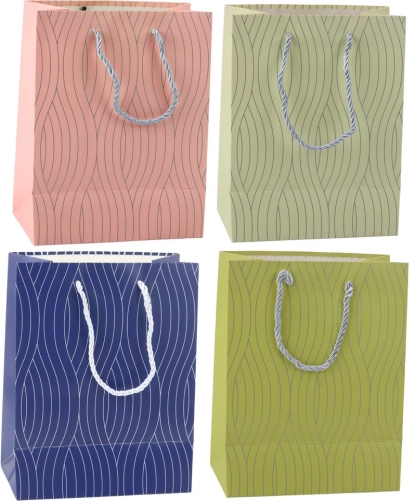 Papieren cadeauzak met golvend patroon 23 x 18 x 10,5 cm