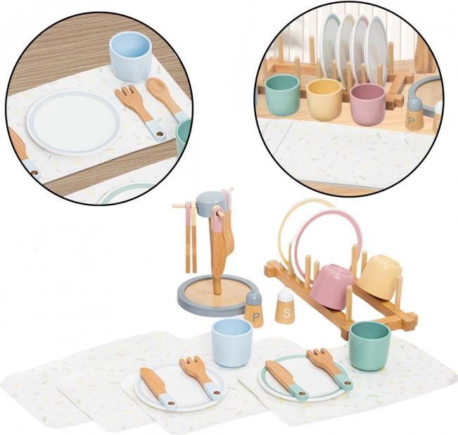 Houten servies set voor kinderen 33 stuks