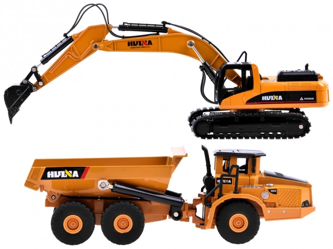 Set van metalen graafmachine + kiepwagen modellen 2-in-1 ZA3910