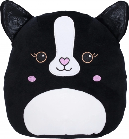 Pluchen kussen kat – zwart, 25 cm