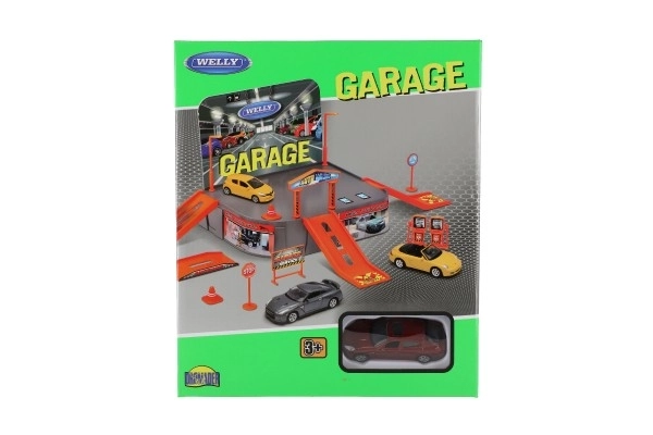 Speelgoedgarage met auto Welly Porsche