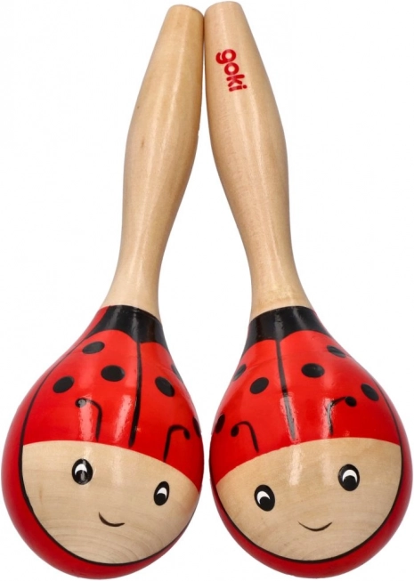 Houten rumba-ballen lieveheersbeestje – set van 2 stuks
