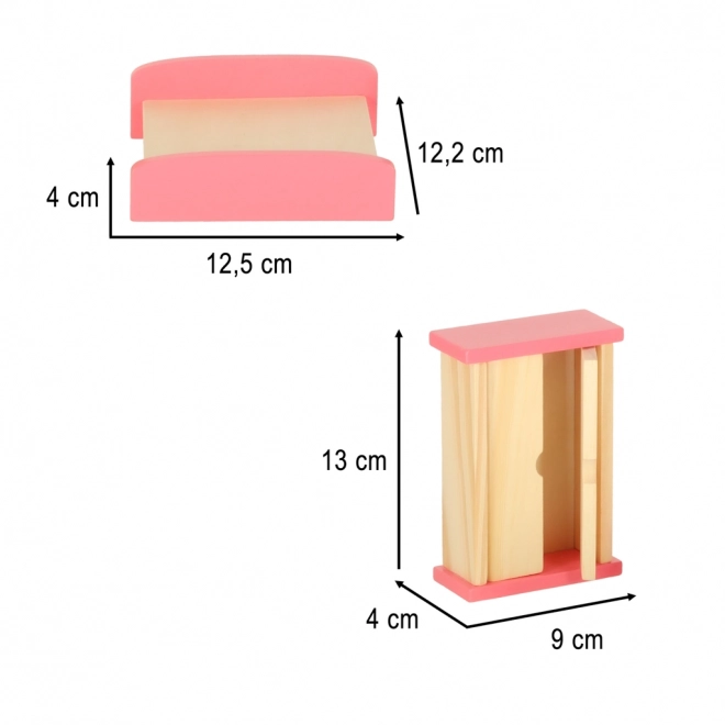 Houten meubels voor poppenhuis paars