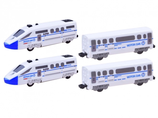 Personentrein met wagons op een baan van 9m