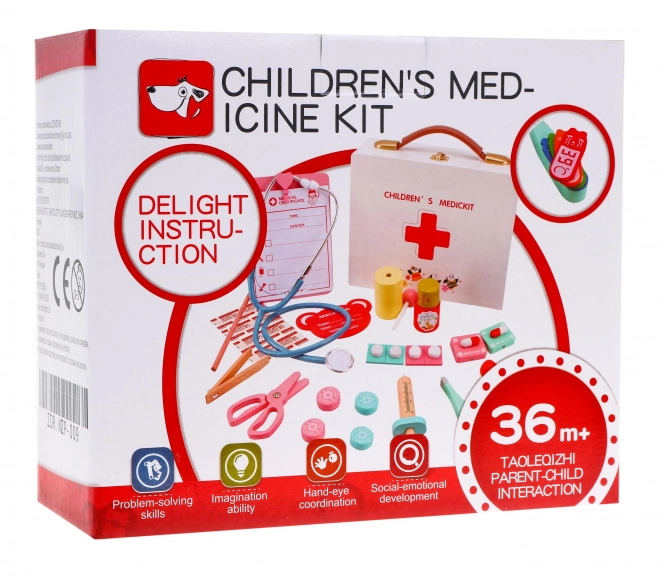 Houten Dokterset + educatieve brochures + stickers "Dappere patiënt" - 30 stuks
