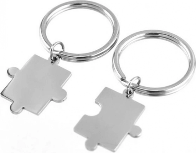 Stalen puzzelsleutelhangers – set van 2 stuks
