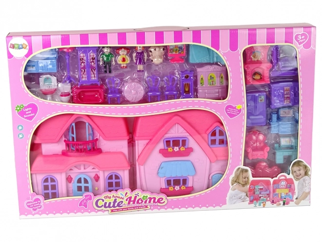 Villa Set met Verlichting Plastic Roze